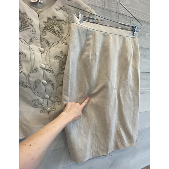 ADRIANNA PAPELL Skirt Suit Womens Size 12 Linen Blend Vintage Lightweight NWTF - Picture 12 of 15